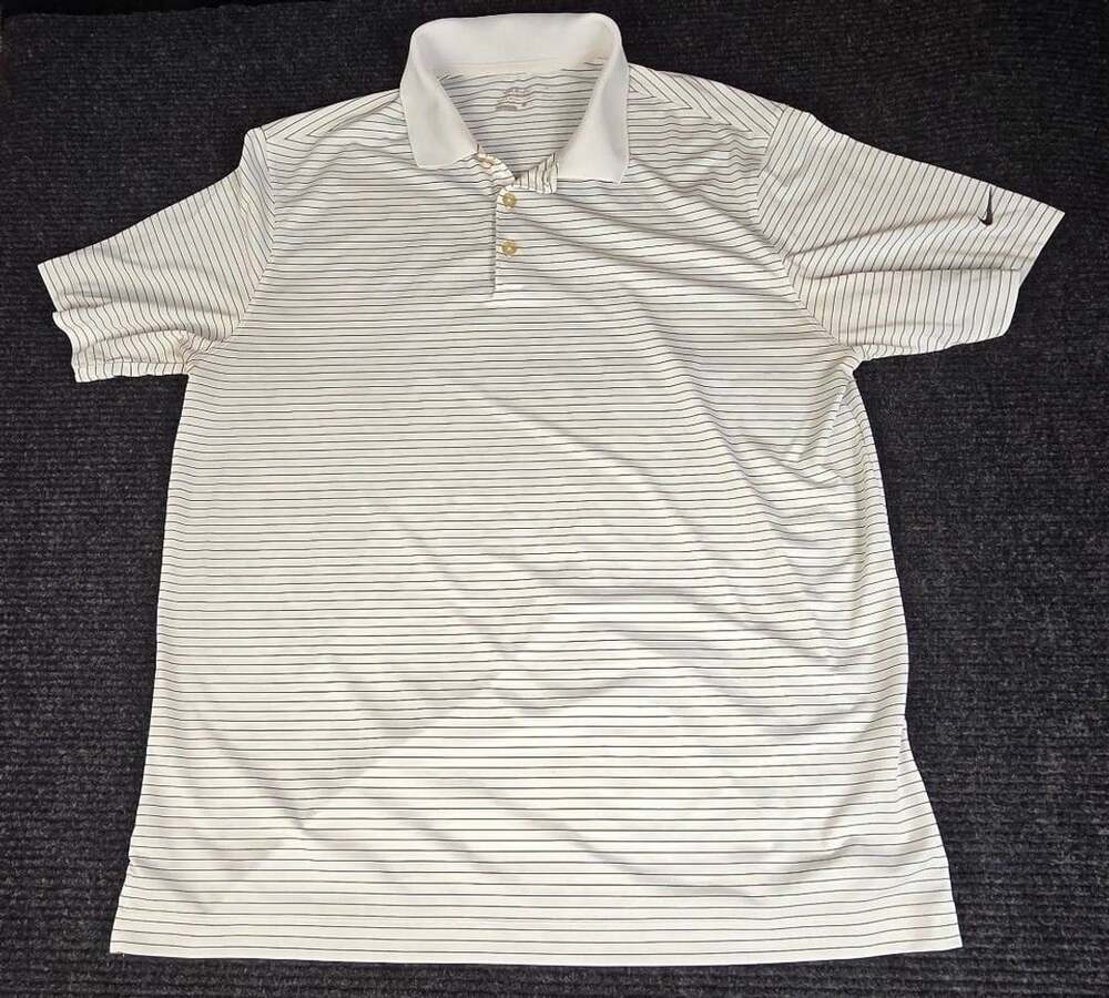 Nike Golf Polo Shirt Striped White Tour Performance